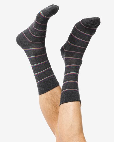 Herren-Socken, mit Baumwollanteil, Streifen graumeliert 39/42 - 4152671 - HEMA