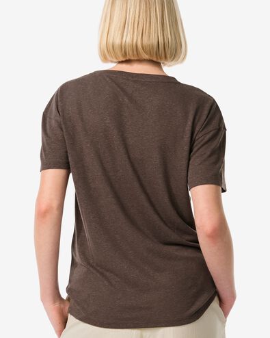 dames t-shirt Evie met linnen bruin M - 36263852 - HEMA