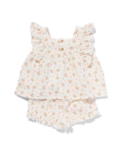 baby kledingset tuniek en short mousseline bloemen gebroken wit 62 - 33047551 - HEMA
