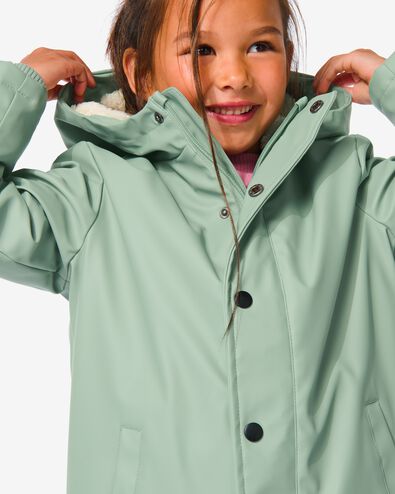 manteau enfant PU avec capuche vert 122/128 - 30898373 - HEMA