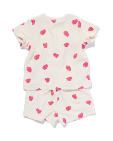 baby kledingset t-shirt en short badstof aardbeien ecru 92 - 33048456 - HEMA
