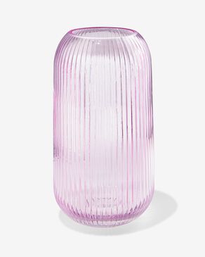 Vervagen abces Vooraf glazen vaas met ribbels Ø16x28 lila - HEMA
