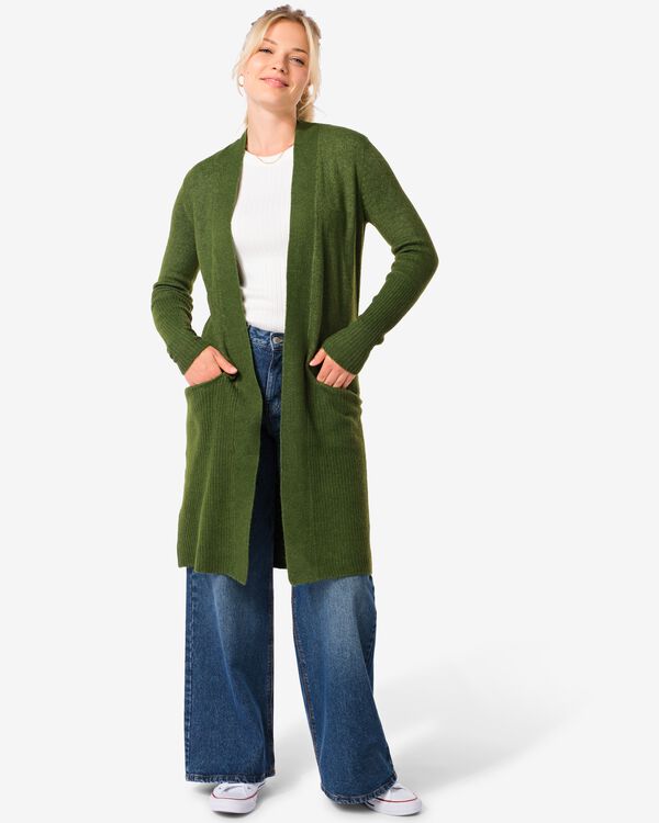 damesvest Lana gebreid donkergroen donkergroen - 36365870DARKGREEN - HEMA