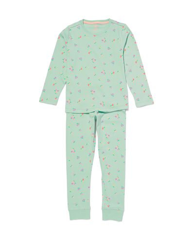 Kinder-Pyjama, Blumen, gerippt, Baumwolle/Elasthan - 23021587 - HEMA