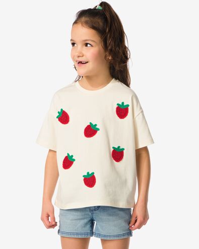 t-shirt enfant relaxed fit fraise rose 122/128 - 30862643 - HEMA