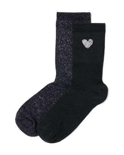 2 paires de chaussettes femme avec coton noir 35/38 - 4270456 - HEMA
