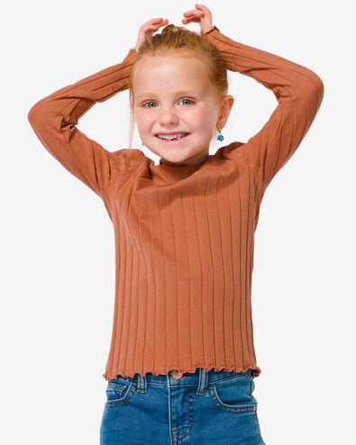 t-shirt enfant avec côtes marron 86/92 - 30829860 - HEMA