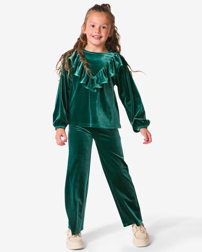 pantalon enfant velours vert 98/104 - 30822761 - HEMA