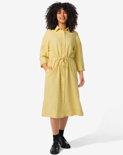 Damen-Kleid Koa, Knopfleiste, mit Leinenanteil, Blumen gelb XL - 36289474 - HEMA