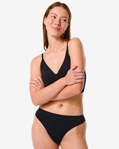 slip brésilien femme sans coutures côte noir XS - 21970016 - HEMA