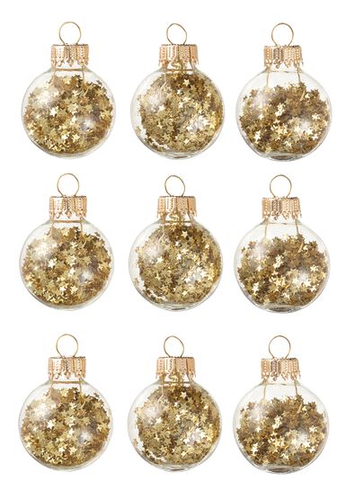 boules de Noël en verre confettis dorés - lot de 9 - 25103151 - HEMA