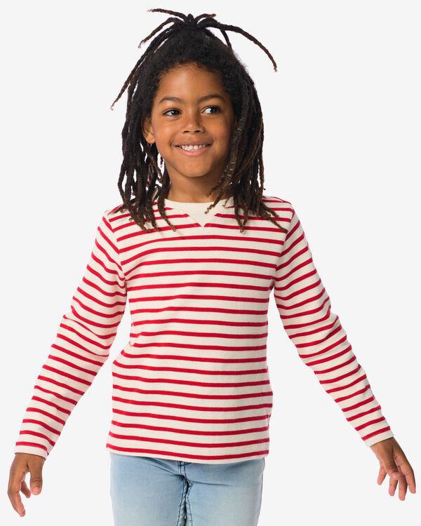 Kindershirt aus Strukturstoff mit Streifenmuster rot rot - 30787905RED - HEMA