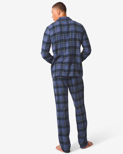 Herren-Pyjama, kariert, Baumwollflanell dunkelblau M - 23630241 - HEMA