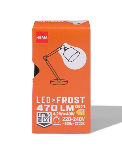 LED-Lampe, satiniertes Glas, 4.2 E27, - lm, Kugellampe W, 470 dimmbar, HEMA