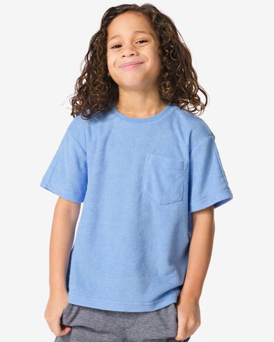 Kinder-T-Shirt, Frottee blau 146/152 - 30782672 - HEMA