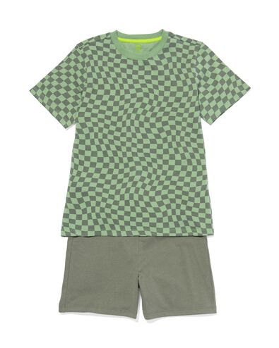 pyjacourt enfant carreaux coton stretch vert 158/164 - 23061783 - HEMA
