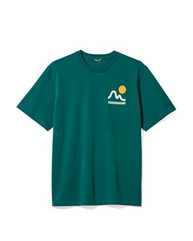 heren t-shirt met rug opdruk groen M - 2119521 - HEMA