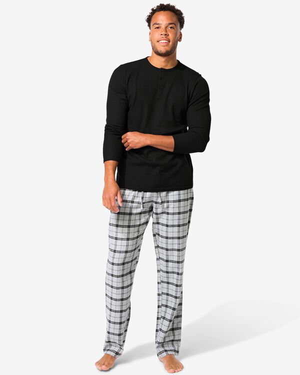 heren pyjama flanel ruiten zwart zwart - 23601040BLACK - HEMA