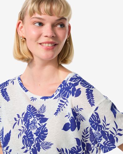 Damen-T-Shirt Evie, mit Leinenanteil blau M - 36264252 - HEMA