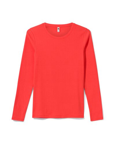 Damen-Shirt Clara, Feinripp korallfarben S - 36255421 - HEMA