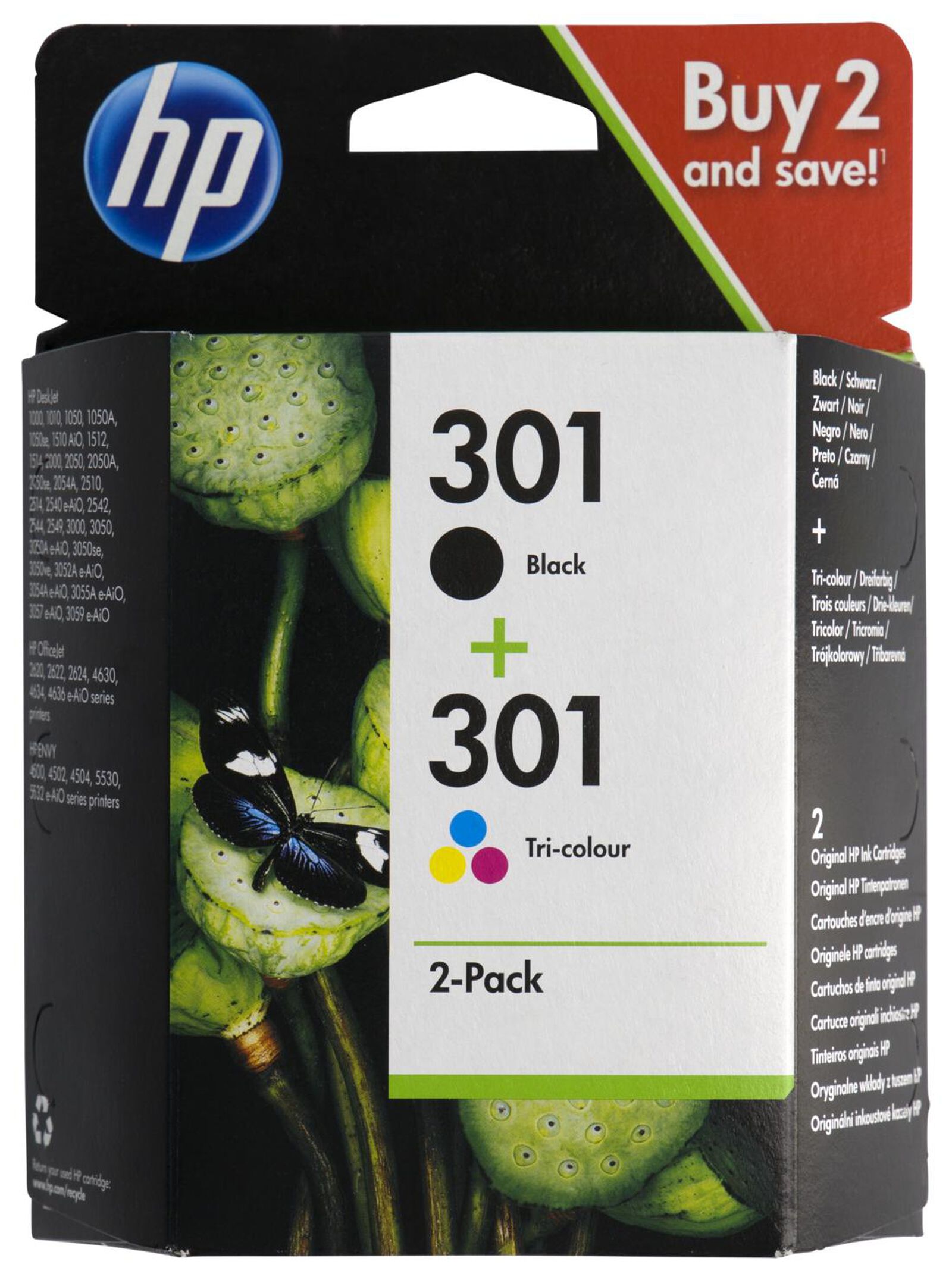 Cartouche d'encre HP 301 noire + 3 couleurs