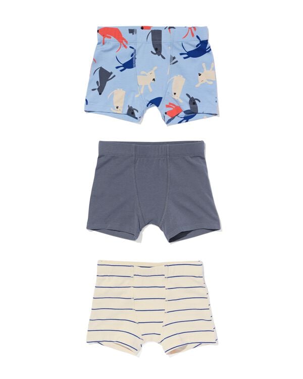 3 boxers enfant coton stretch chiens bleu clair bleu clair - 19212030LIGHTBLUE - HEMA