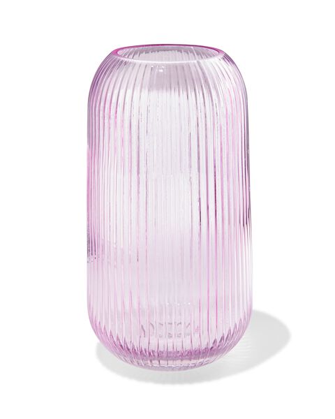 Vervagen abces Vooraf glazen vaas met ribbels Ø16x28 lila - HEMA