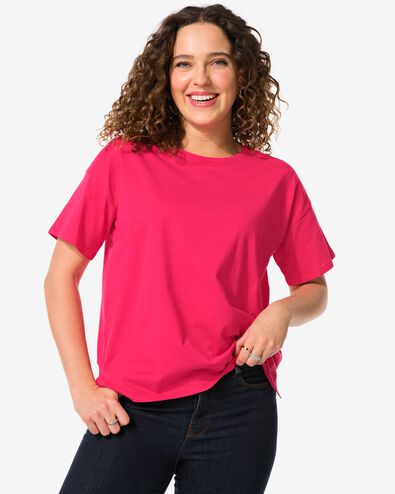 dames t-shirt Daisy roze M - 36262752 - HEMA