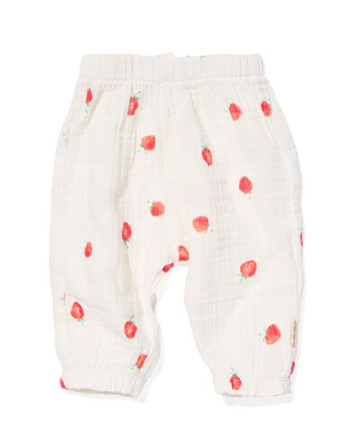 pantalon nouveau-né mousseline fraises blanc cassé 56 - 33495612 - HEMA