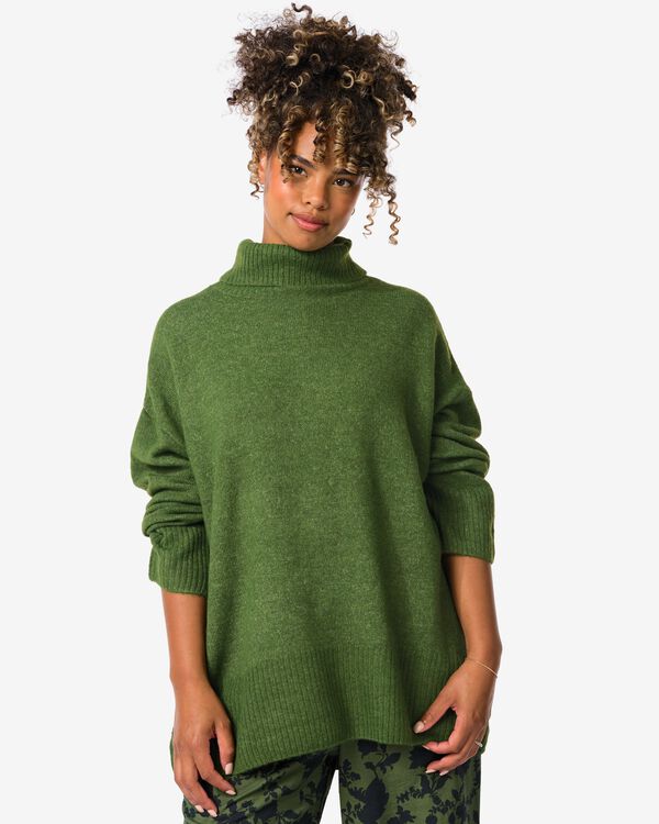 Rollkragenpullover für Damen „Frankie“, Feinstrick dunkelgrün dunkelgrün - 36366260DARKGREEN - HEMA