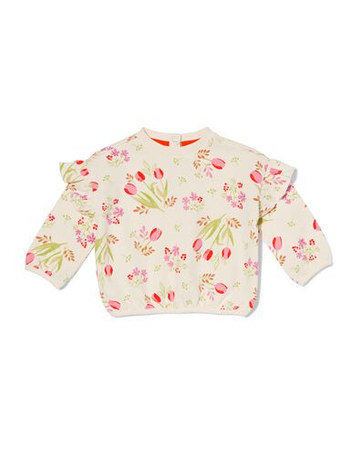 Baby-Sweatshirt, gerippt, Blumen eierschalenfarben 68 - 33002252 - HEMA
