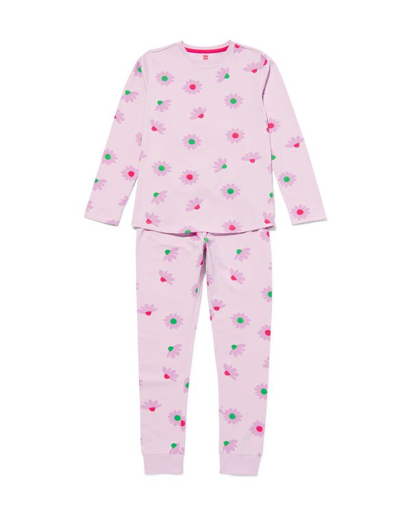 kinder pyjama stretch katoen bloemen lila lila - 23011580LILAC - HEMA