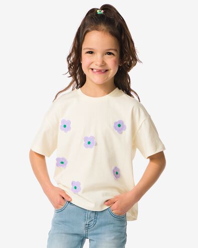 Kinder-T-Shirt, Relaxed Fit, Blumen violett 122/128 - 30862653 - HEMA