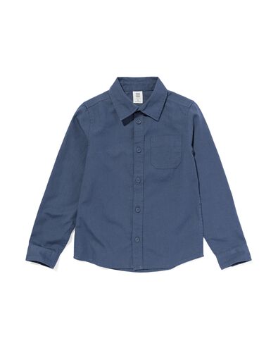 kinder overhemd met linnen blauw 134/140 - 30784665 - HEMA