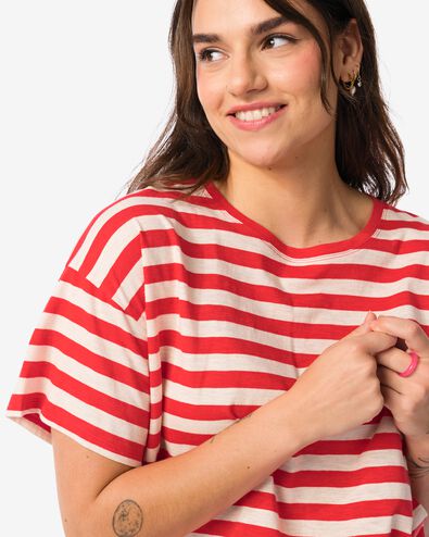 Damen T-Shirt Dori Streifen eierschalenfarben M - 36370177 - HEMA