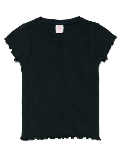 kinder t-shirt met ribbels zwart - 1000030010 - HEMA