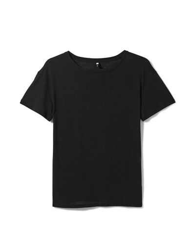 Damen-T-Shirt Evie, mit Leinenanteil schwarz M - 36264052 - HEMA