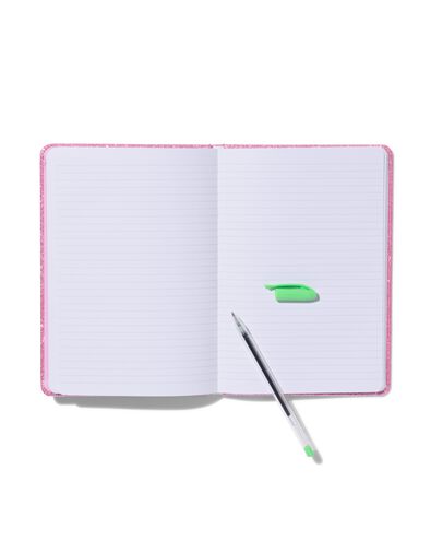 notitieboekje A5 glitter roze - 14130228 - HEMA