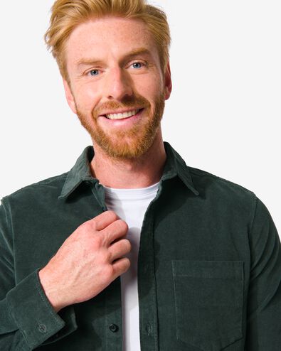 chemise homme côte velours vert XXL - 2108524 - HEMA