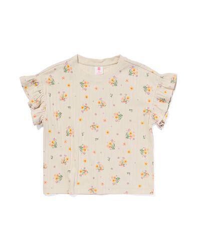 Kinder-T-Shirt, gerippt eierschalenfarben 134/140 - 30863070 - HEMA