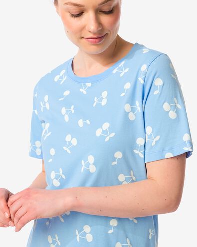 chemise de nuit femme coton cerises bleu L - 23490081 - HEMA