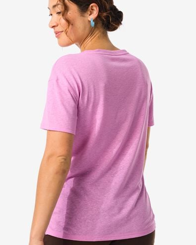 dames t-shirt Evie met linnen roze S - 36263751 - HEMA