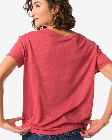 dames t-shirt Evie met linnen rood XL - 36257954 - HEMA