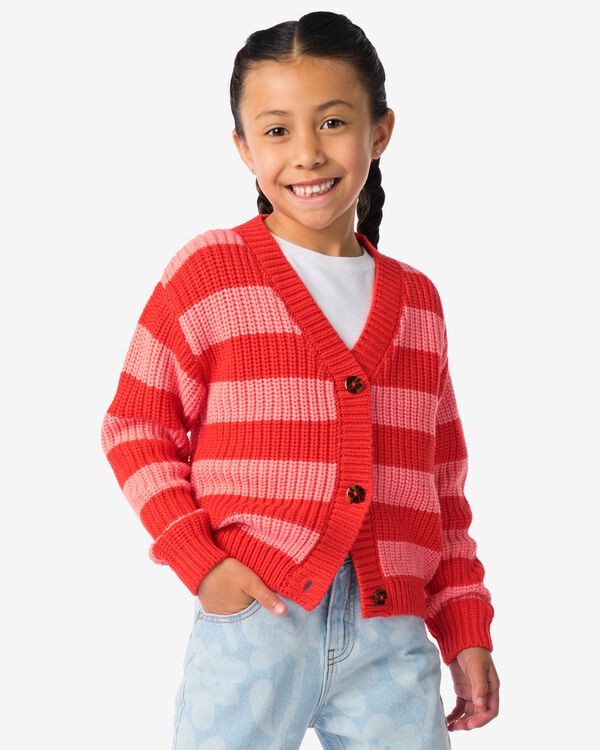 Kinder-Strickjacke gestreift rot rot - 30869417RED - HEMA