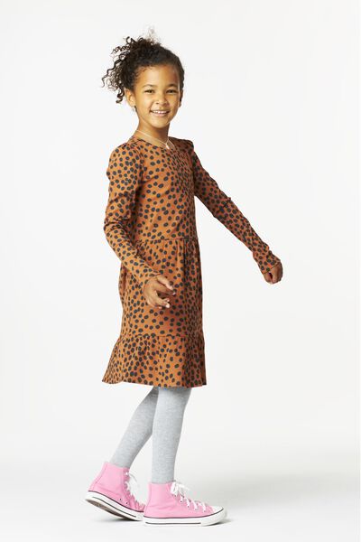 children's dress rib-knitted brown - HEMA