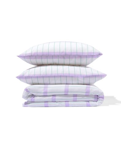 housse de couette en coton doux 240x200/220 blocs lilas - 5760136 - HEMA