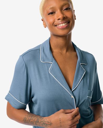 t-shirt de nuit femme viscose bleu moyen S - 23480231 - HEMA