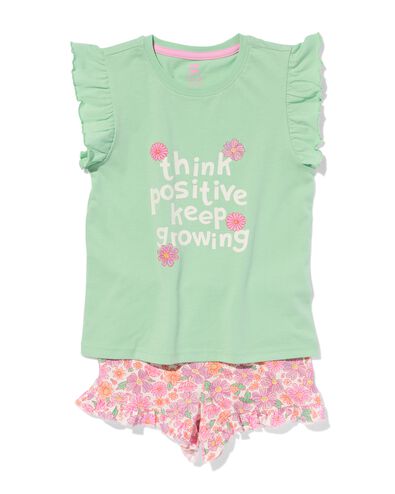 Kinder-Kurzpyjama, Baumwolle/Elasthan, „Think positive, keep growing“ grün 122/128 - 23011684 - HEMA