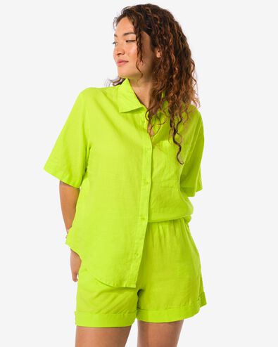 Damen-Bluse Lizzy, mit Leinenanteil grün L - 36209273 - HEMA