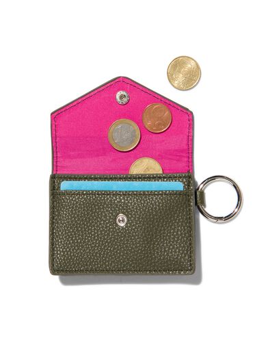 Portemonnaie, Druckknopf, Schlüsselanhänger, dunkelgrün, 8 x 10 cm - 18110006 - HEMA